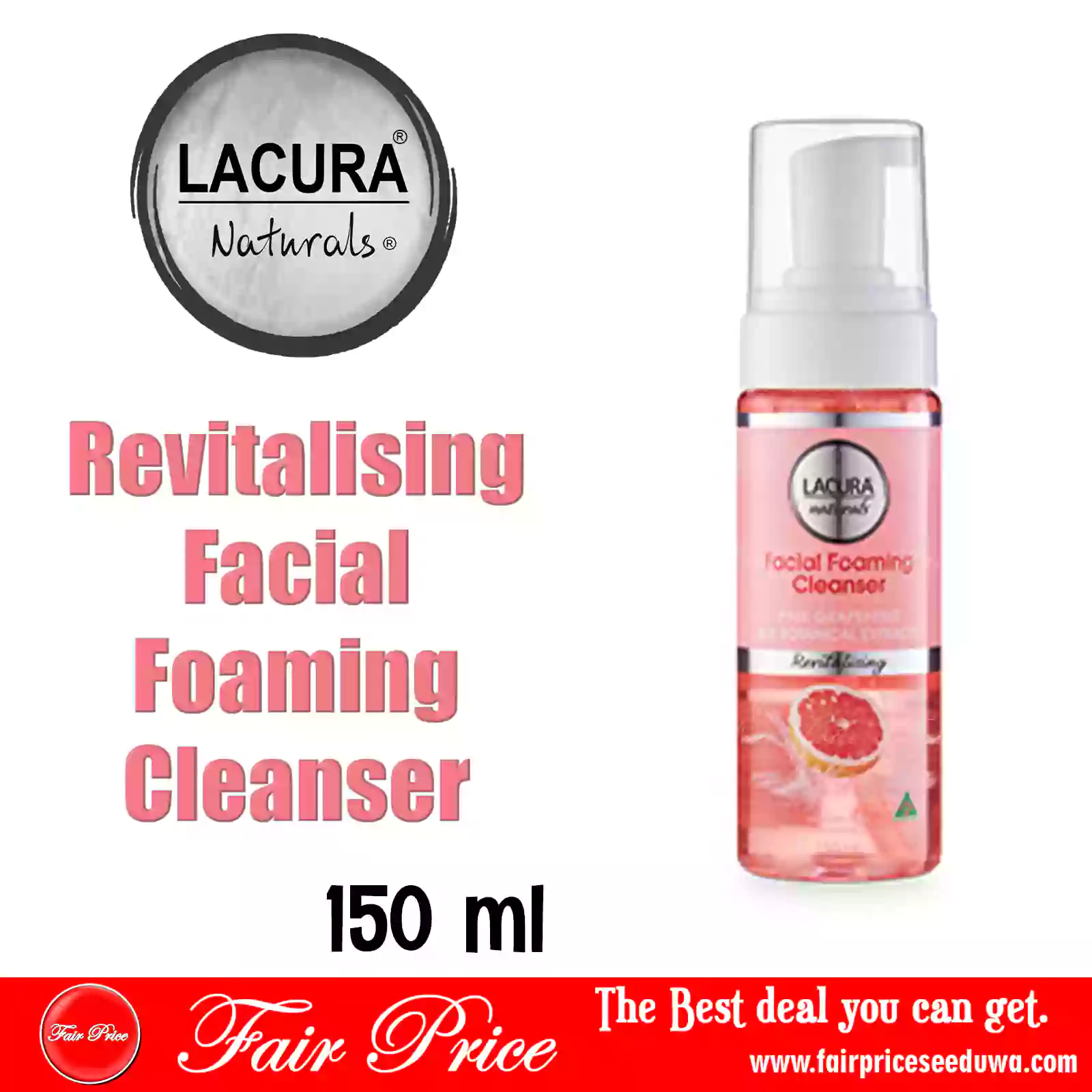 LACURA® Naturals Revitalising Facial Foaming Cleanser 150ml Fair Price Seeduwa