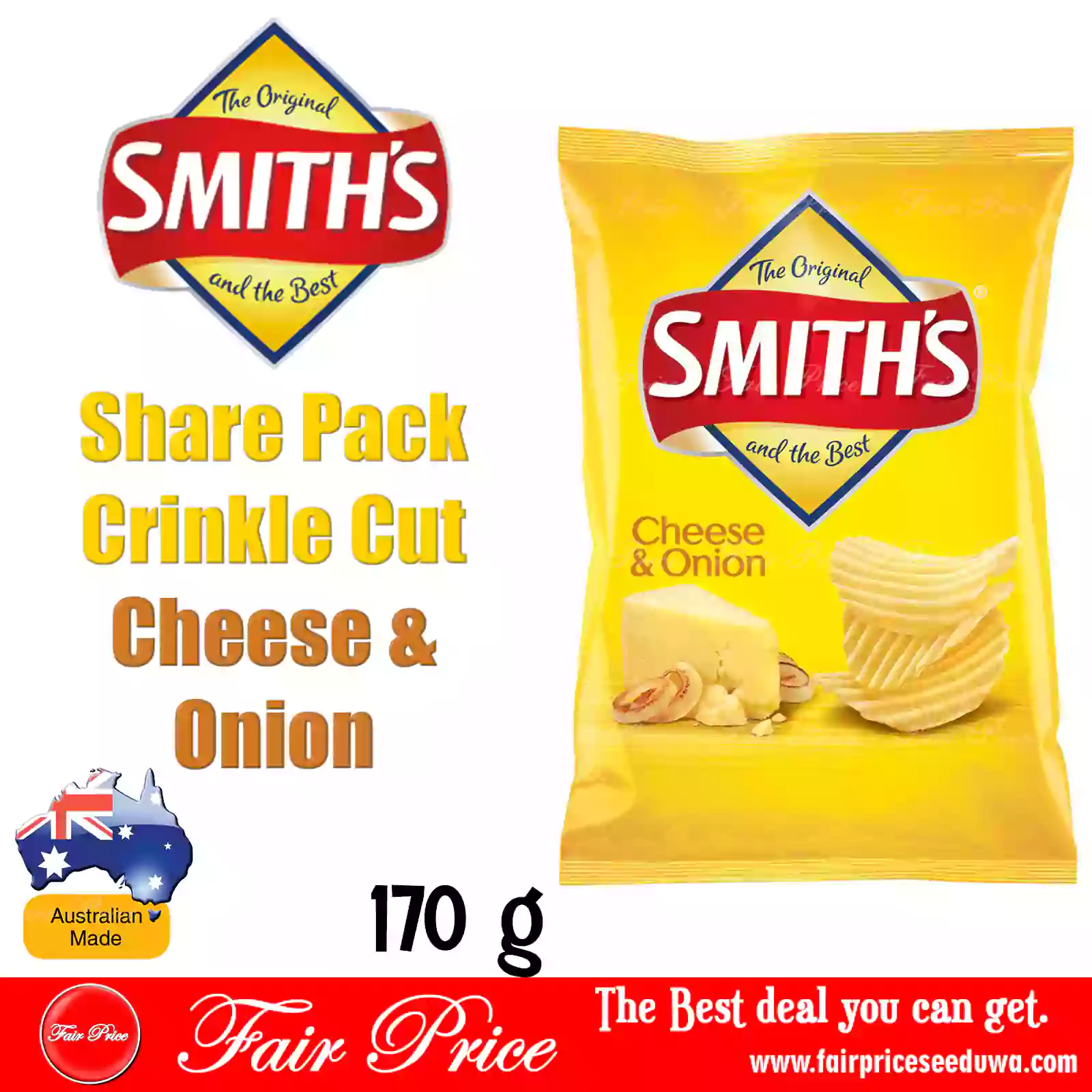 Smith’s Share Pack Crinkle Cut Cheese & Onion 170g Fair Price Seeduwa