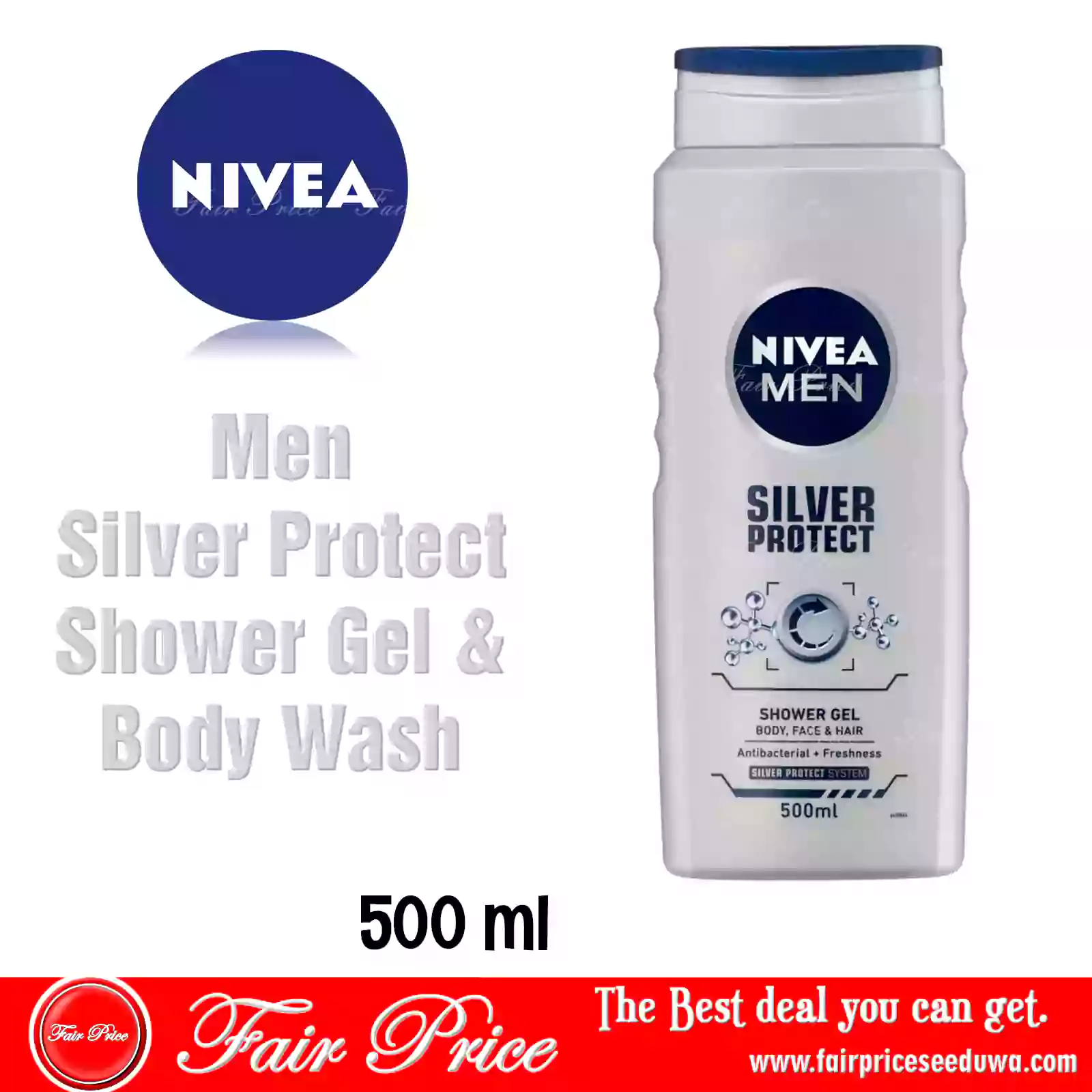 Nivea Men Silver Protect Shower Gel & Body Wash 500ml Fair Price
