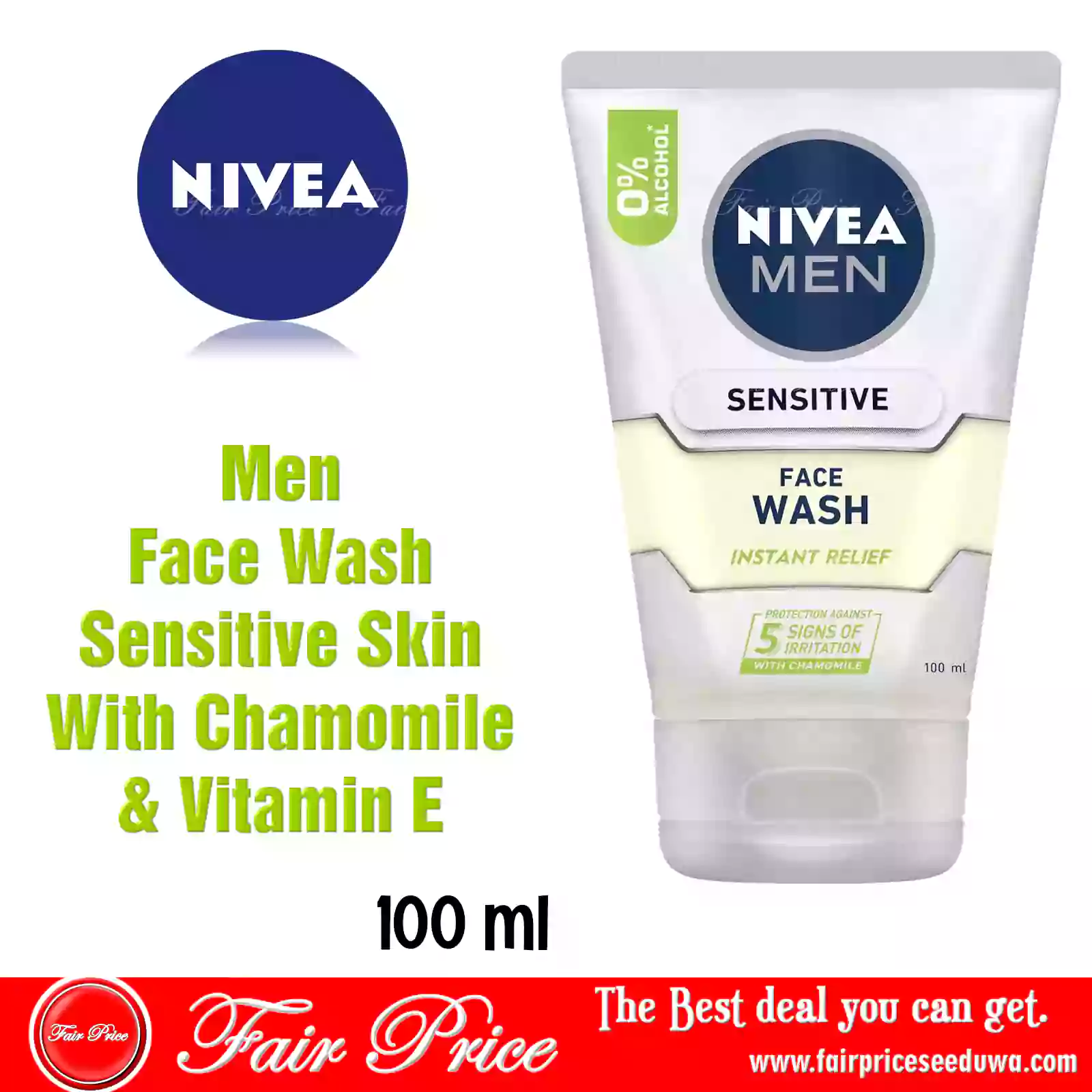 Nivea Men Face Wash Sensitive Skin With Chamomile & Vitamin E 100ml