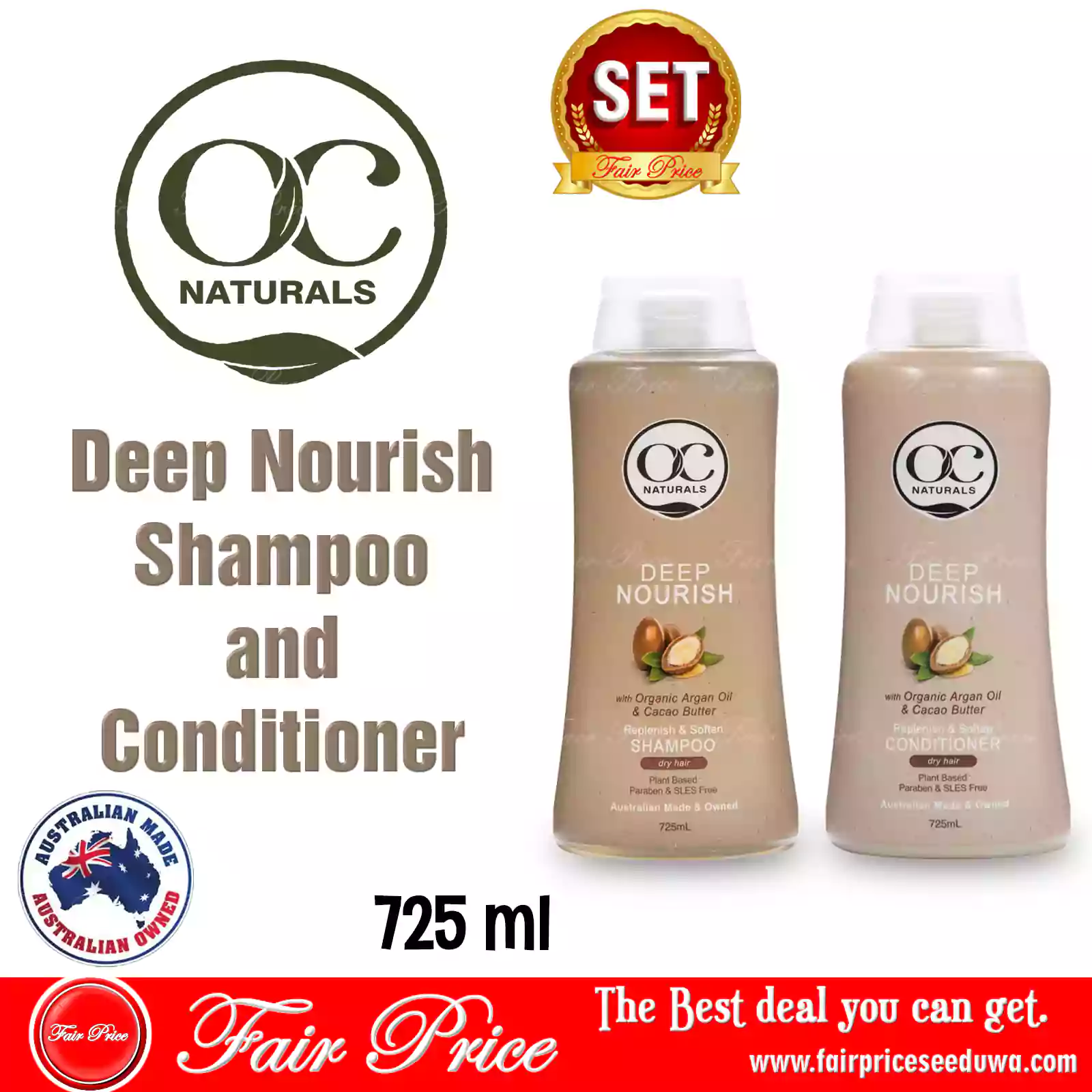 OC Naturals Deep Nourish Shampoo and Conditioner (Set) 725ml Fair Price Seeduwa