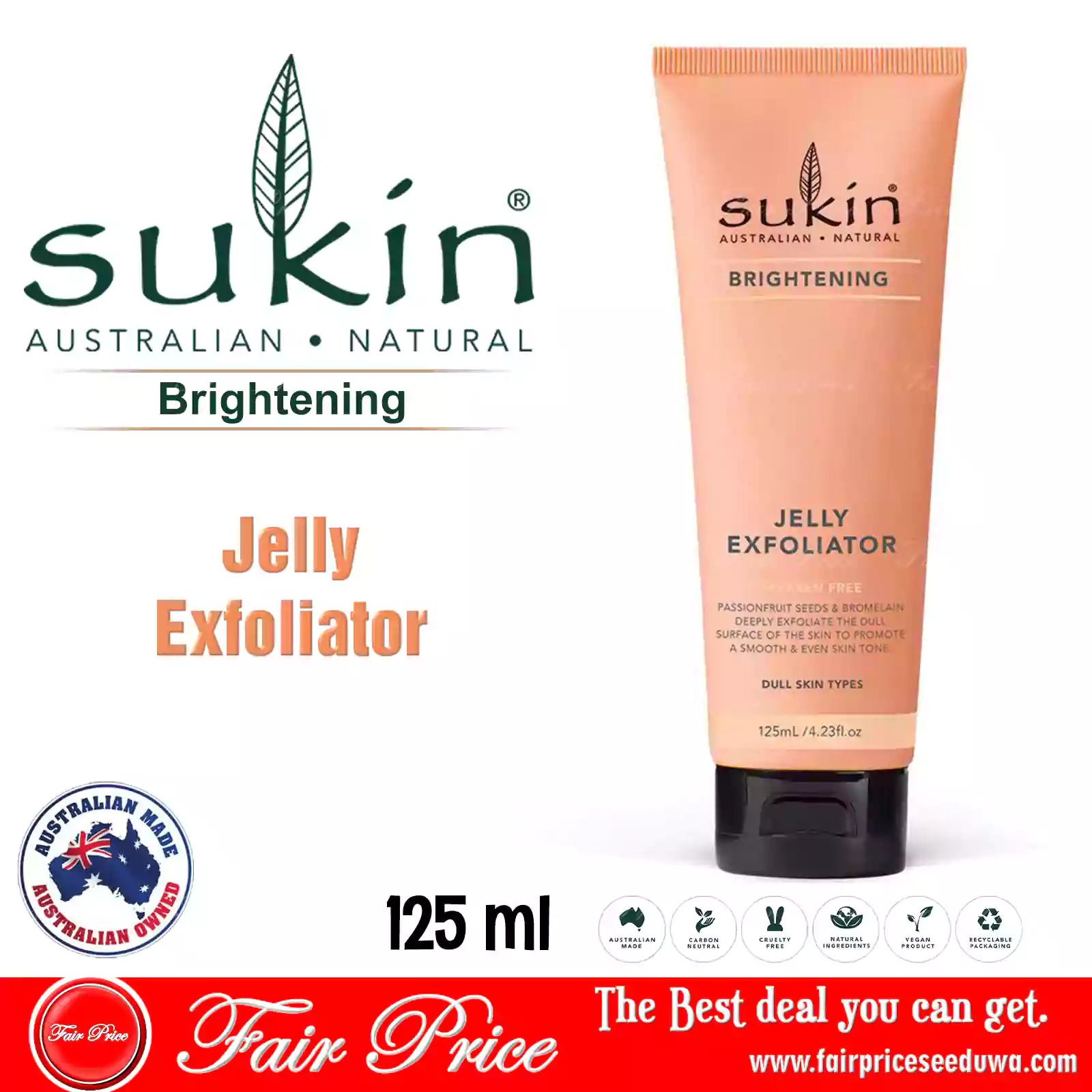 Sukin Brightening Jelly Exfoliator 125ml Fair Price Seeduwa