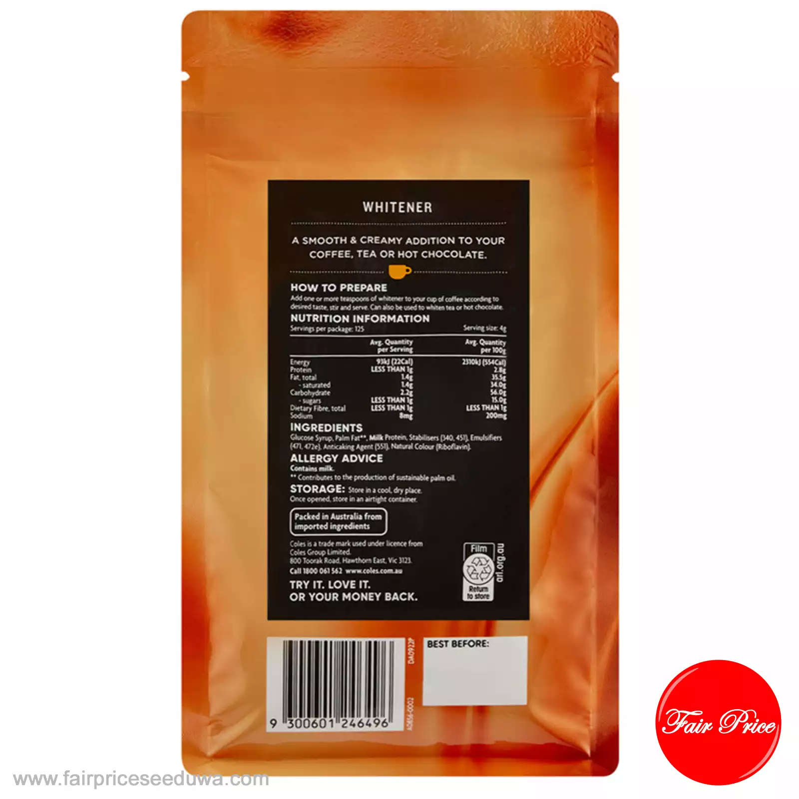 Coles Coffee Whitener Regular 500g Fair Price Seeduwa