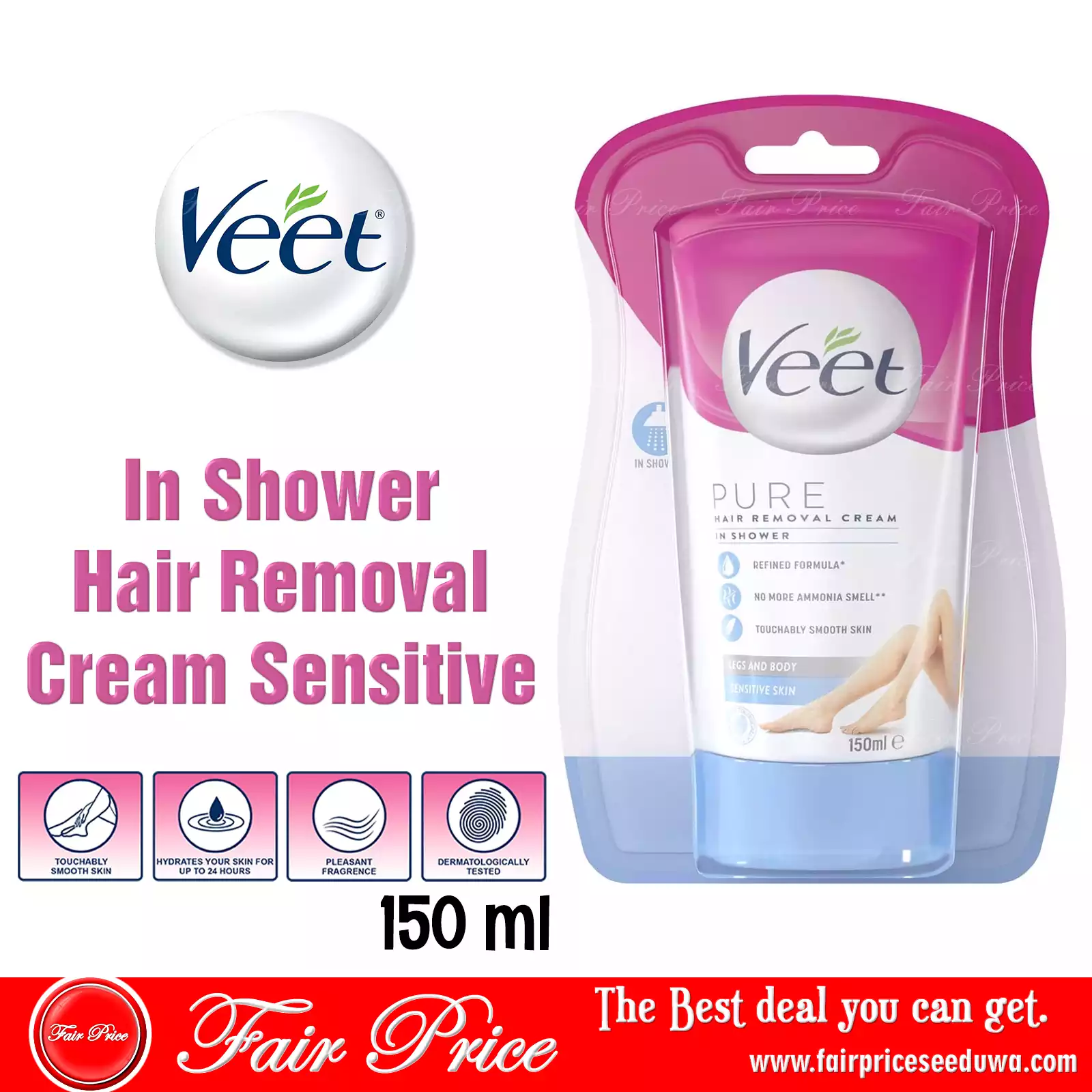 Veet In Shower Hair Removal Cream Sensitive 150g Fair Price Seeduwa